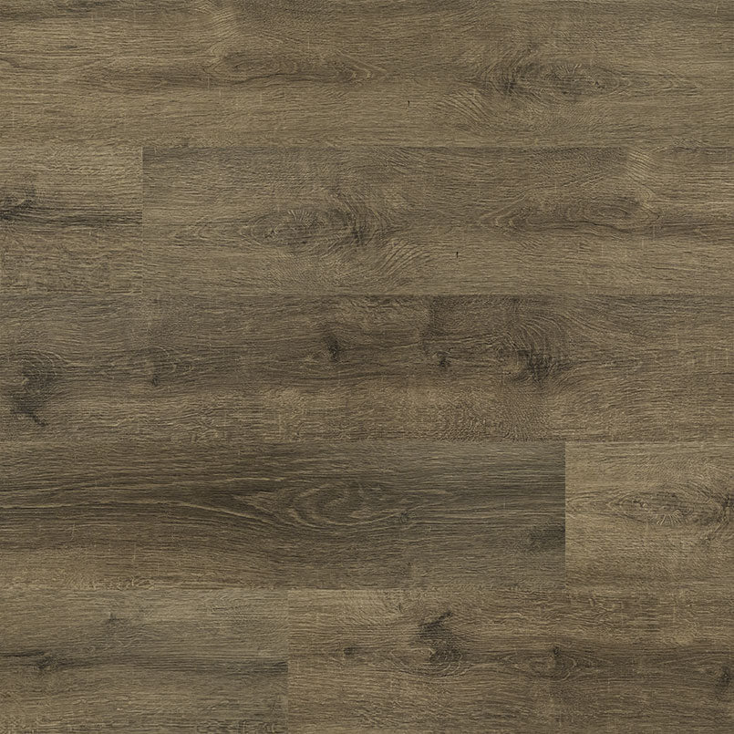 A close-up of MSI Cyrus Walnut Waves Luxury Vinyl Planks BOX (23.77 SQFT) highlights natural, textured wood grain, varied shades, visible knots and patterns, plus CrystaLux protection for authentic waterproof flooring.